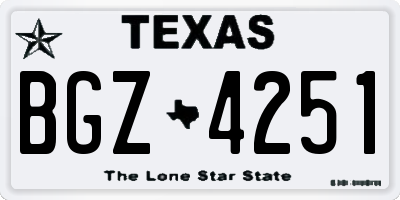 TX license plate BGZ4251