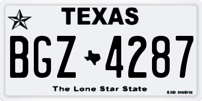 TX license plate BGZ4287