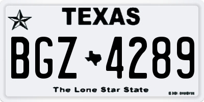 TX license plate BGZ4289