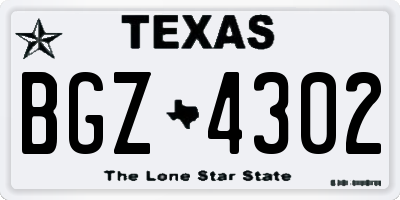 TX license plate BGZ4302