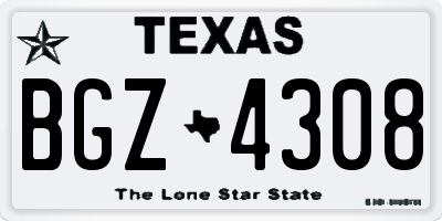 TX license plate BGZ4308