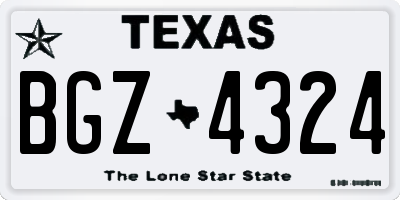 TX license plate BGZ4324