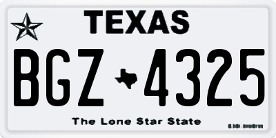 TX license plate BGZ4325