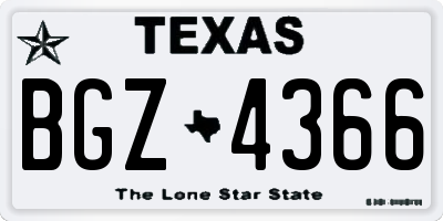 TX license plate BGZ4366