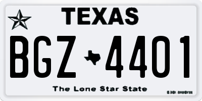 TX license plate BGZ4401