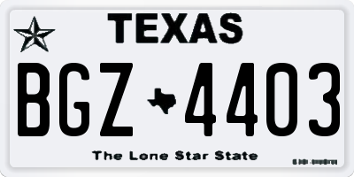 TX license plate BGZ4403