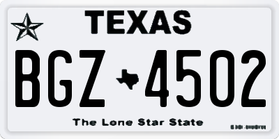 TX license plate BGZ4502