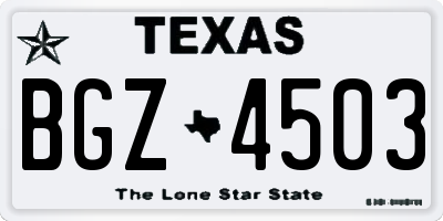 TX license plate BGZ4503