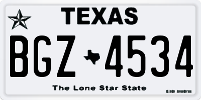 TX license plate BGZ4534