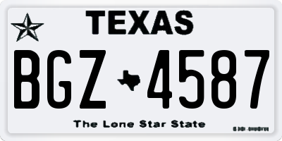 TX license plate BGZ4587