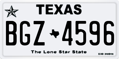TX license plate BGZ4596