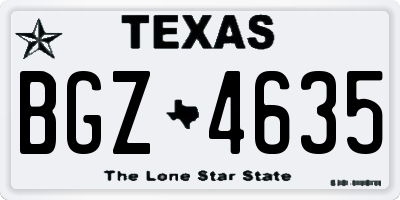 TX license plate BGZ4635