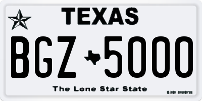 TX license plate BGZ5000