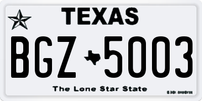 TX license plate BGZ5003