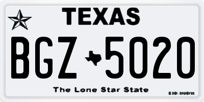 TX license plate BGZ5020