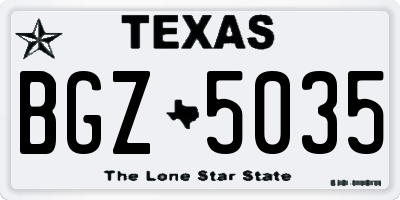 TX license plate BGZ5035