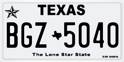 TX license plate BGZ5040