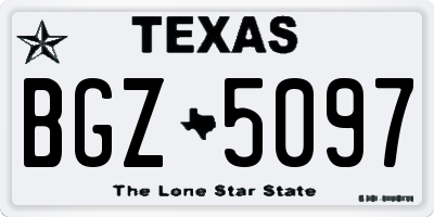 TX license plate BGZ5097