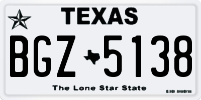 TX license plate BGZ5138