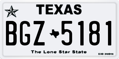 TX license plate BGZ5181