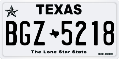 TX license plate BGZ5218