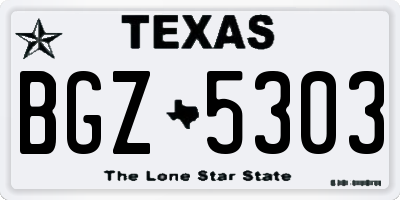 TX license plate BGZ5303