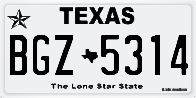 TX license plate BGZ5314