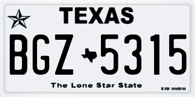 TX license plate BGZ5315