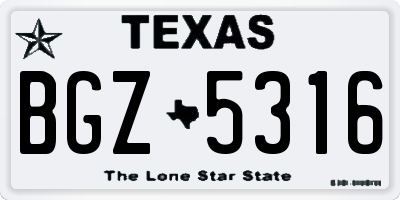 TX license plate BGZ5316