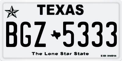 TX license plate BGZ5333
