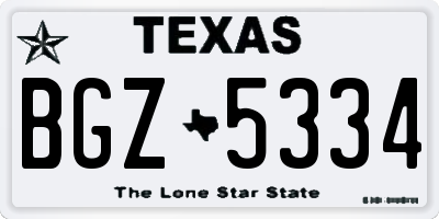 TX license plate BGZ5334