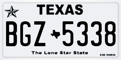 TX license plate BGZ5338