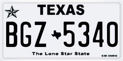 TX license plate BGZ5340
