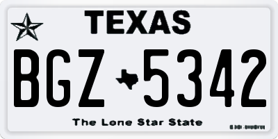 TX license plate BGZ5342
