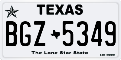 TX license plate BGZ5349