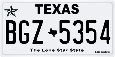 TX license plate BGZ5354