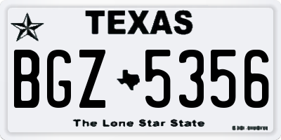 TX license plate BGZ5356