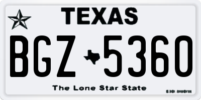 TX license plate BGZ5360