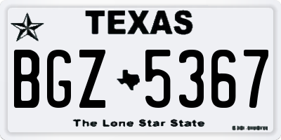 TX license plate BGZ5367