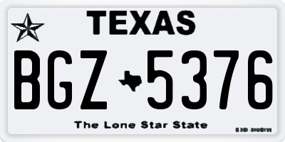 TX license plate BGZ5376