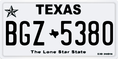 TX license plate BGZ5380