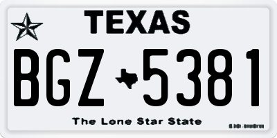 TX license plate BGZ5381