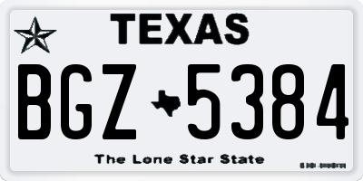 TX license plate BGZ5384
