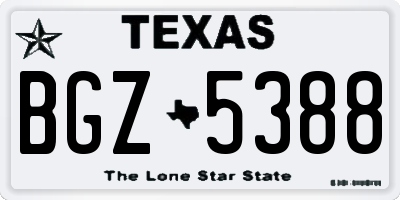 TX license plate BGZ5388