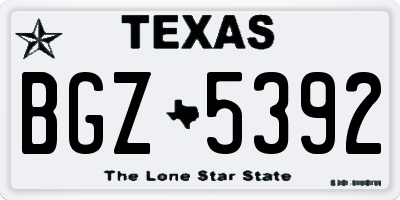 TX license plate BGZ5392