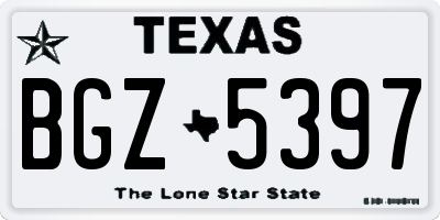 TX license plate BGZ5397