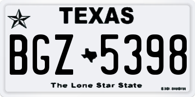 TX license plate BGZ5398