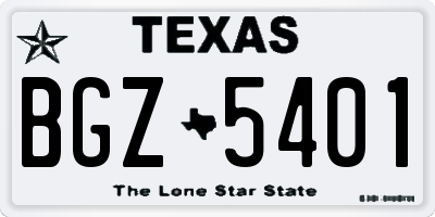 TX license plate BGZ5401