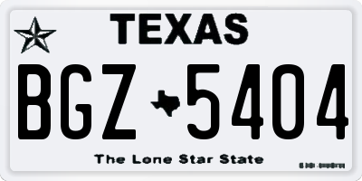 TX license plate BGZ5404