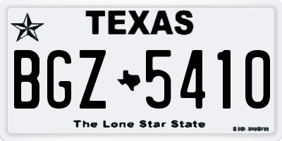 TX license plate BGZ5410